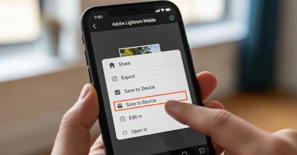 How to save pictures from Lightroom mobile
